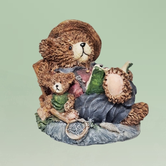 Other - 🌲10/$20.  Bear Figurine Reading Book with Cub Woodland Decor